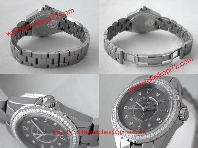 シャネル CHANEL時計 J12　クロマティック 33mm　8Pダイヤ　ベゼルダイヤ　チタンセラミック グレー H2565