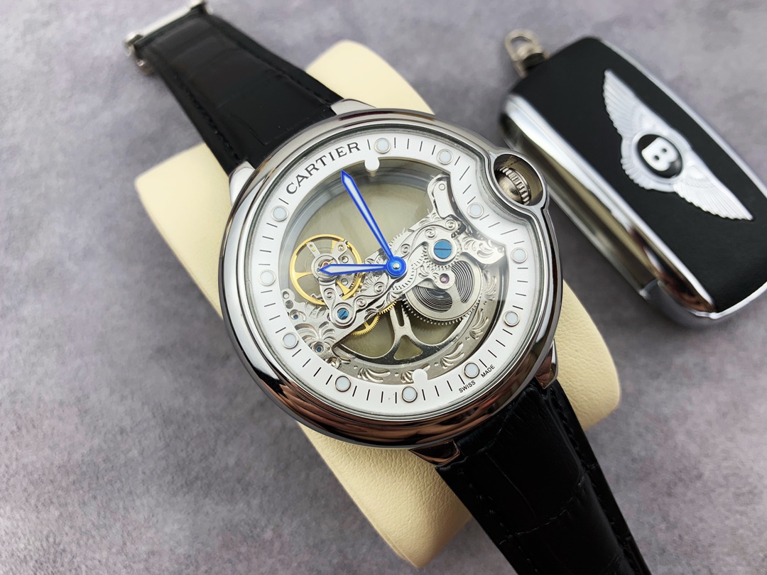スケルトン ダイヤル カルティエコピー時計 ブルー バルーン メンズ 機械式C101687