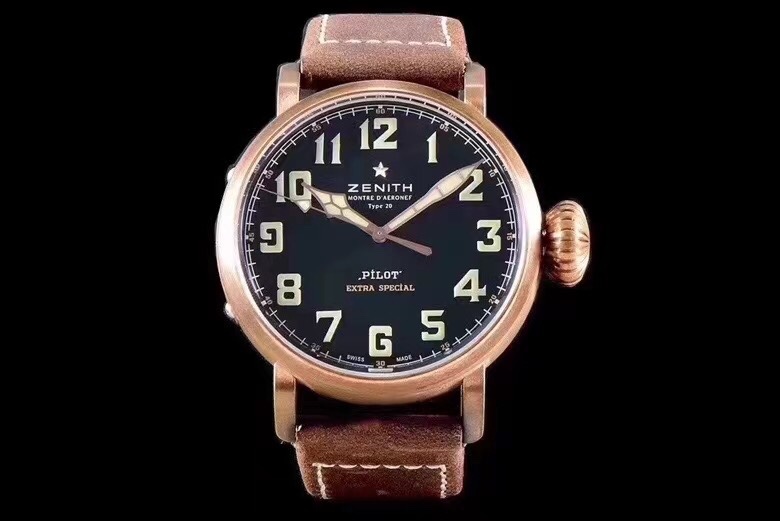一流ゼニス パイロット29.2430.679/21.C753 自動巻き機械45 mm レトロなスタイル