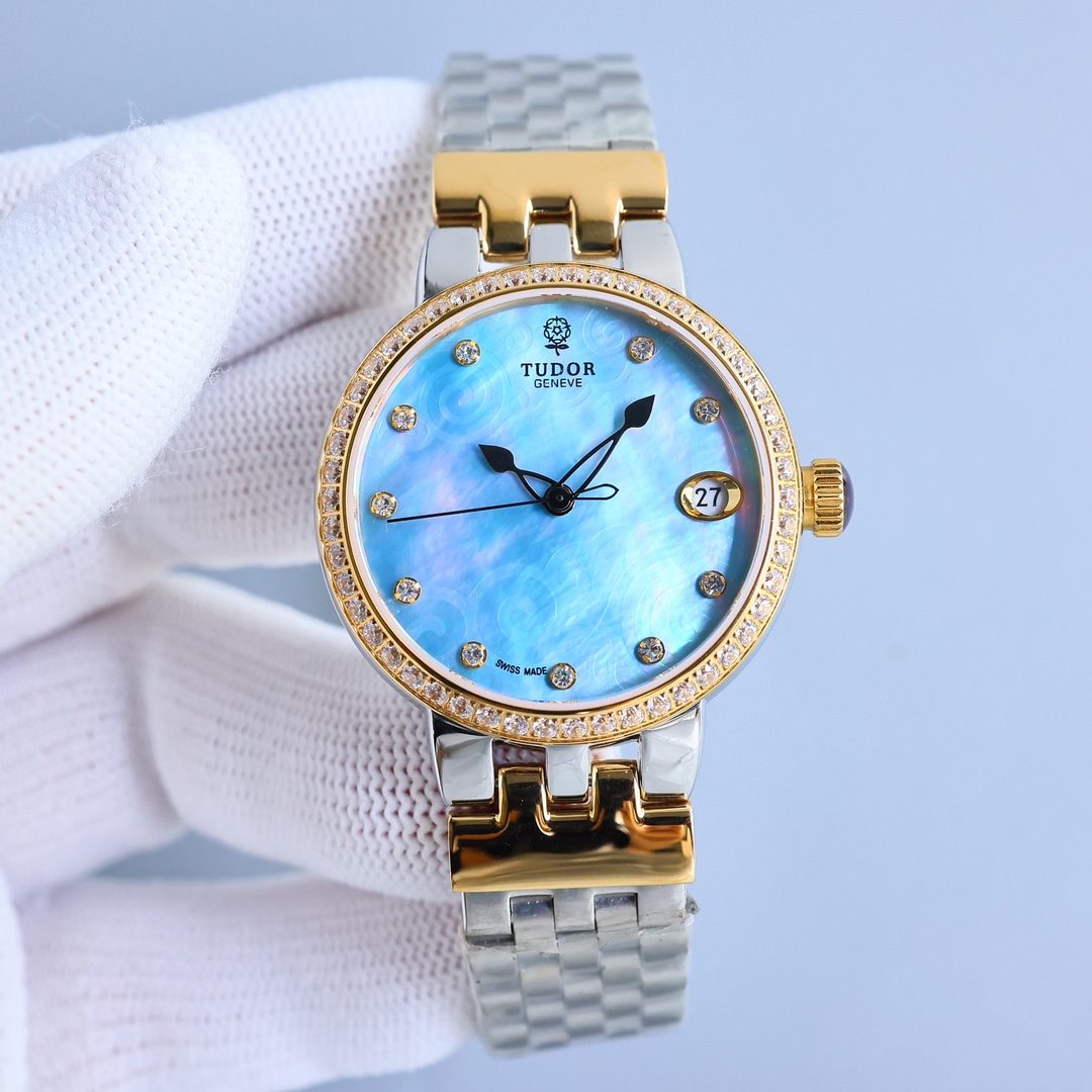 【青いペイント】チュードルコピー時計 ローズ 女性用34mm T8729