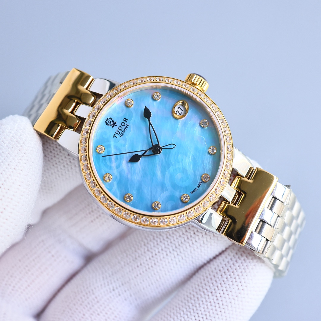 【青いペイント】チュードルコピー時計 ローズ 女性用34mm T8729[3]