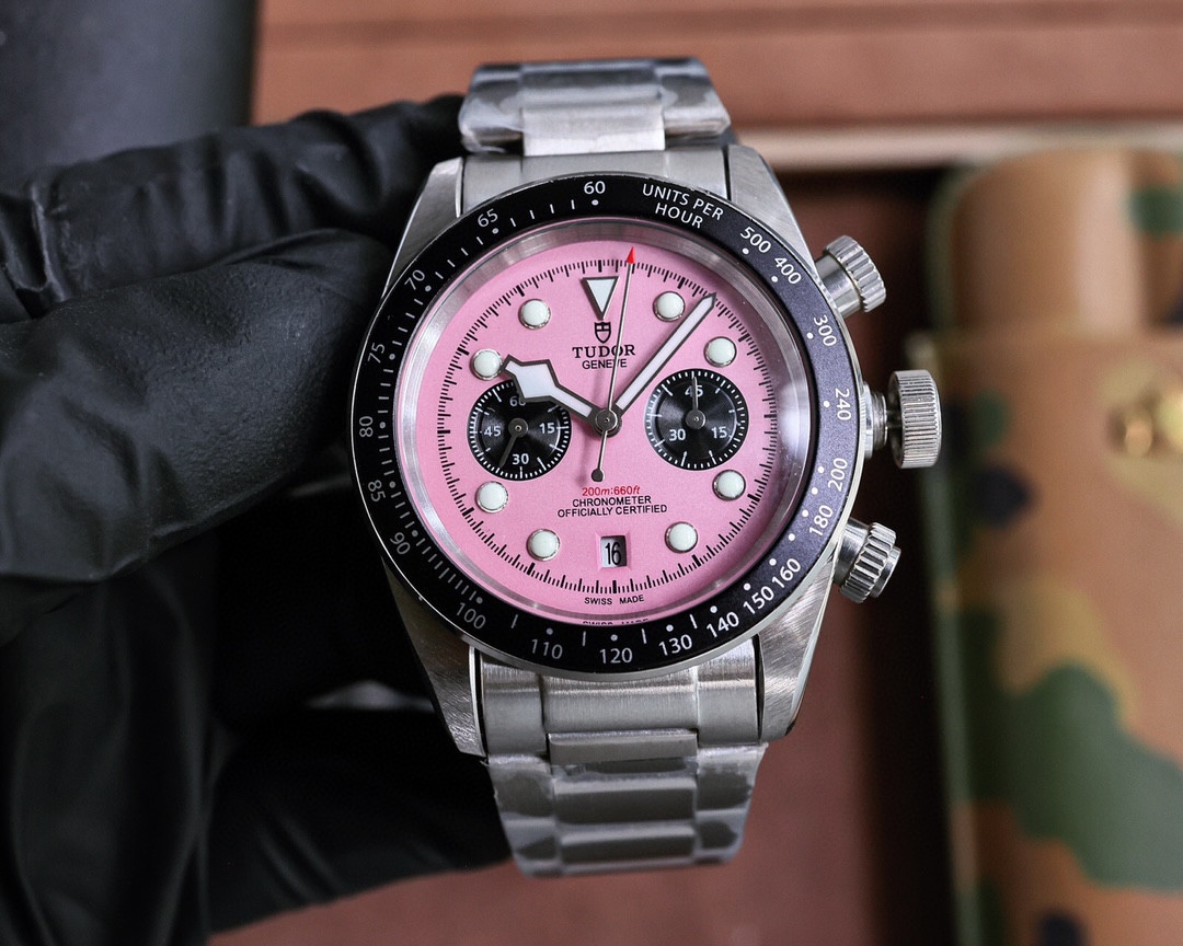 チュードルレプリカ ビワンタイプ42mm時計 ピンク5針 T294898[3]