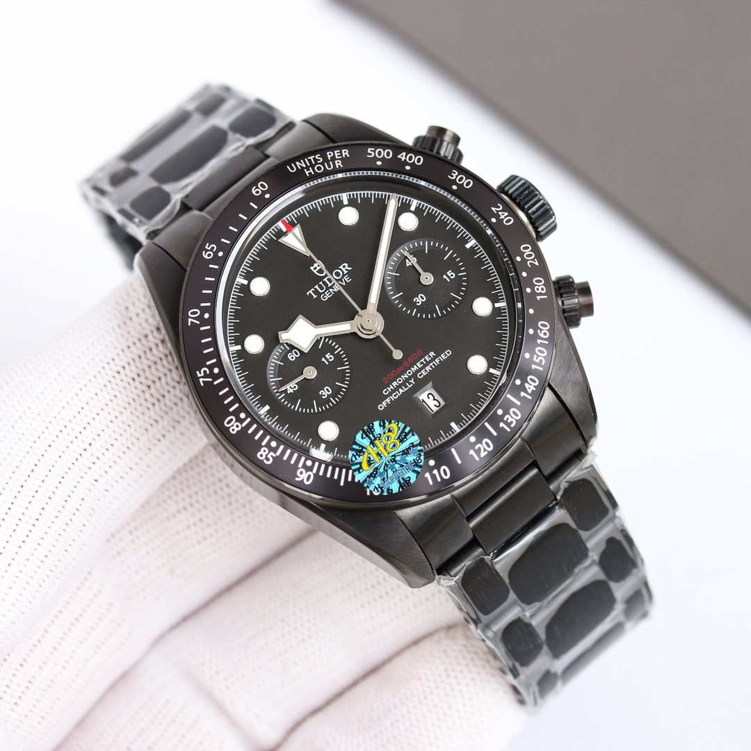 チュードルブランド最新ブラックベイ クロノ ステンレス41 mmメンズ腕時計582U112[1]