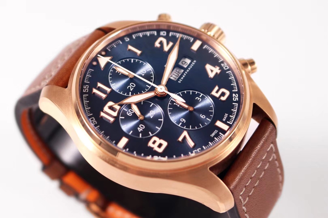 高級ブランドIWCパイロット クロノグラフ茶色のストラップ IWC3777[3]