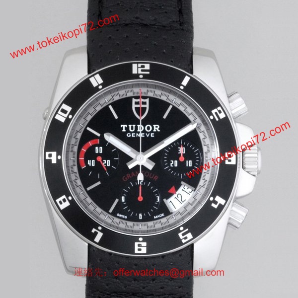 チュードル Tudor腕時計コピー グランツアーブラック革 ブラック 20350N 