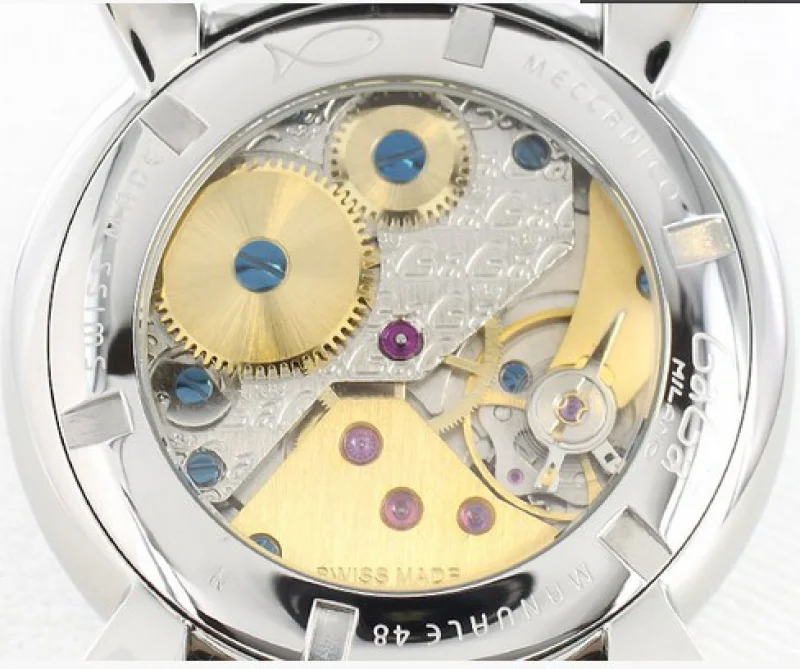 ガガミラノ 腕時計コピーマニュアーレ48mm 手巻き スモールセコンド レザー ブラック メンズ 5015S