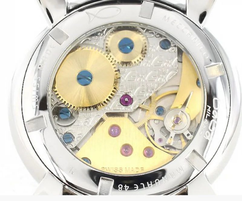 ガガミラノ 腕時計コピーマニュアーレ48mm 手巻き スモールセコンド レザー レッド/PGPアイボリー メンズ 5011.10S