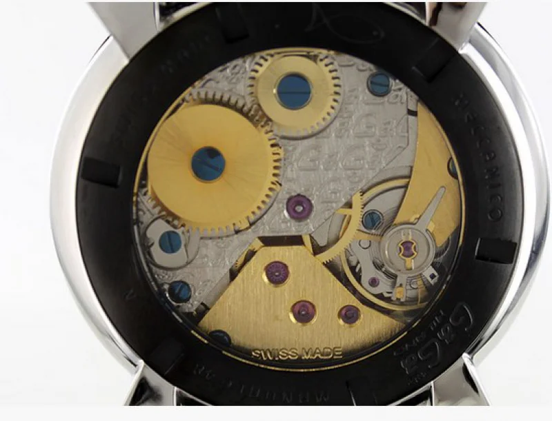 ガガミラノコピー腕時計 マニュアーレ48mm 手巻き スモールセコンド レザー ピンク/シルバー メンズ 5011.9