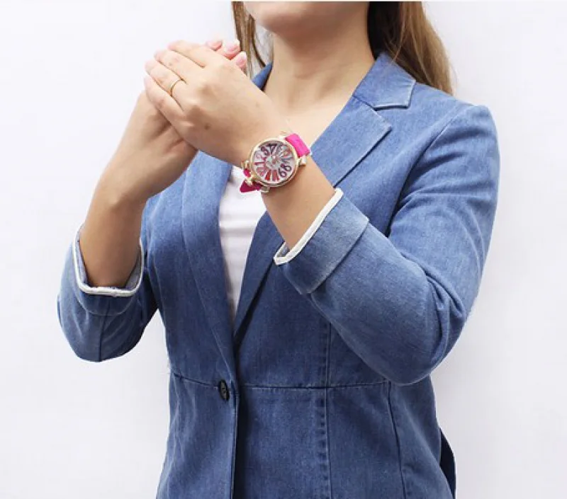 ガガミラノ コピー腕時計マニュアーレ40mm レザー ライトパープル/ホワイトシェル ボーイズ 5020.7