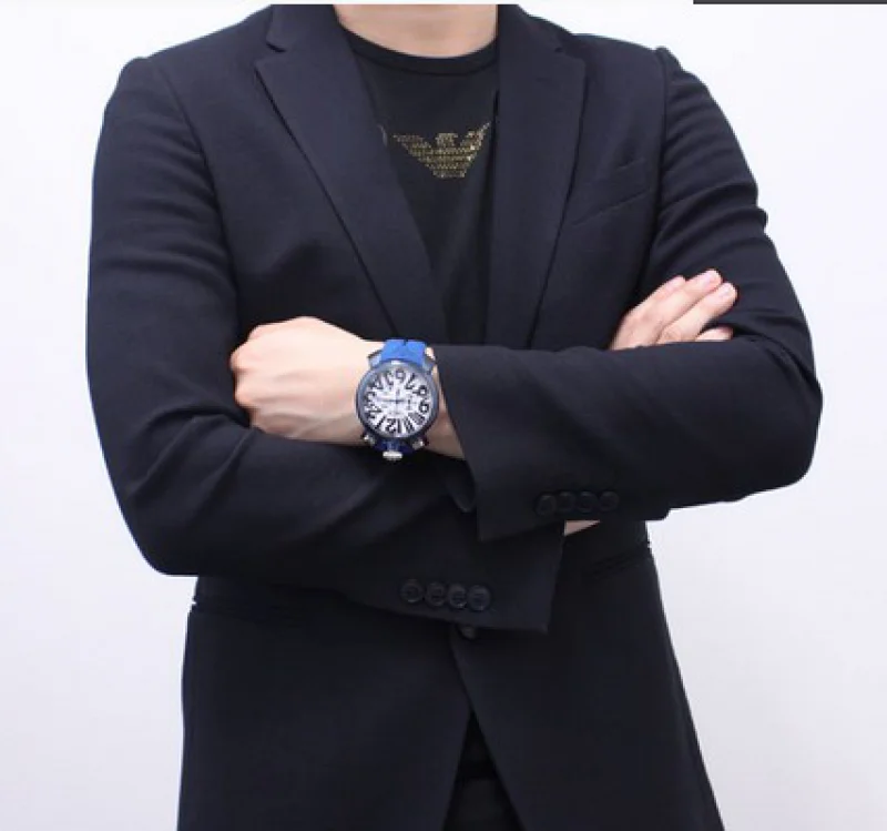 ガガミラノ時計コピークロノ48mm ラバー ブラック/シルバー メンズ 6050.7