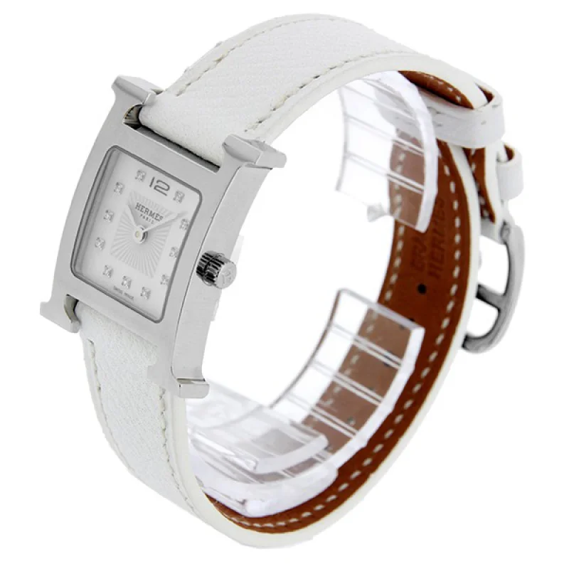 HERMES エルメス 腕時計コピー Hウォッチ レザーベルト HH1.210.290/ZBA 11Pダイヤ レッド