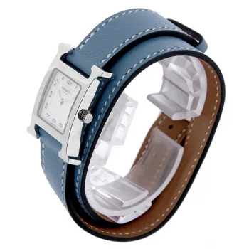 HERMES エルメス時計コピー Hウォッチ レザーベルト HH1.210.131/WJE1 ドゥブルトゥール 二重巻き ブルー