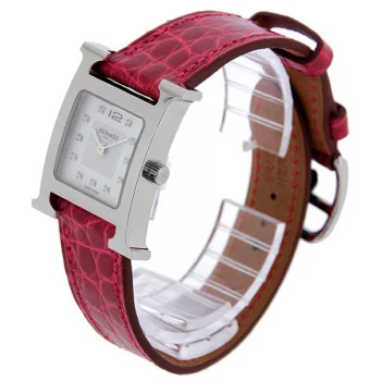 HERMES エルメス 腕時計コピー Hウォッチ レザーベルト HH1.210.290/ZBA 11Pダイヤ レッド