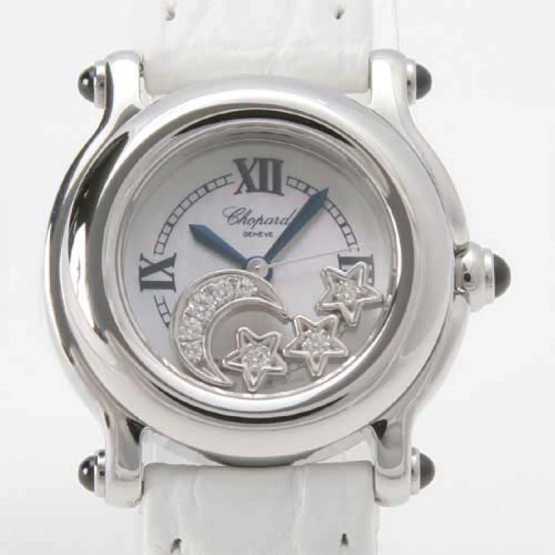 ショパール時計コピーブルーサファイア クロコレザー ピンクシェル レディース 27/824523