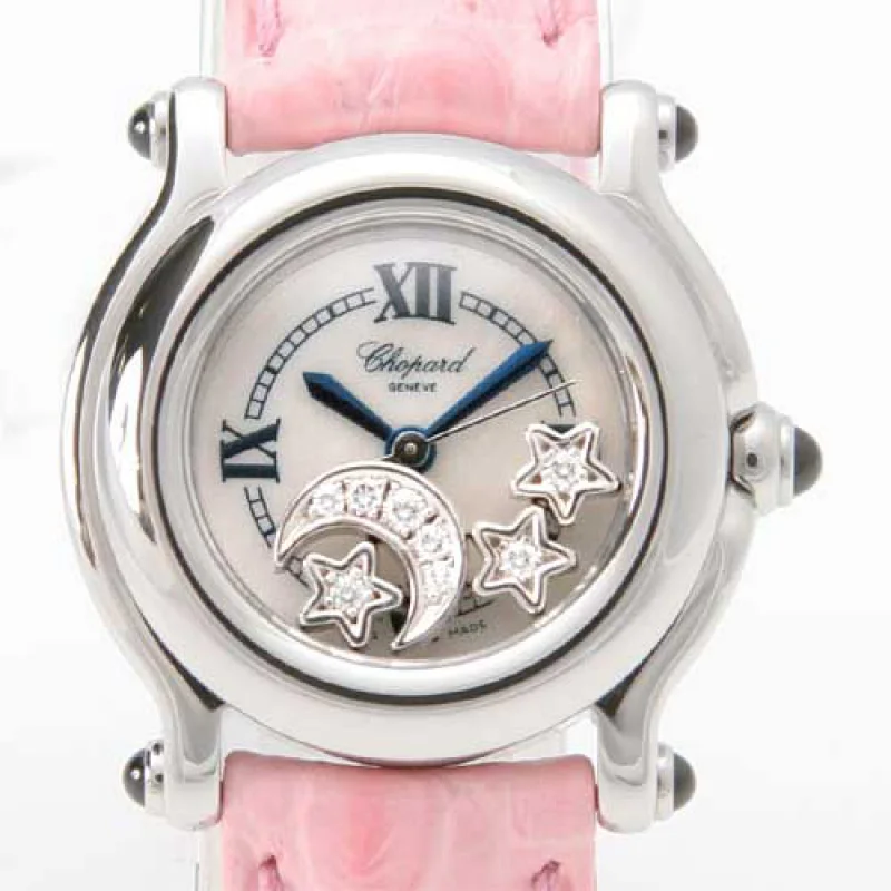 ショパール時計コピーブルーサファイア クロコレザー ピンクシェル レディース 27/824523