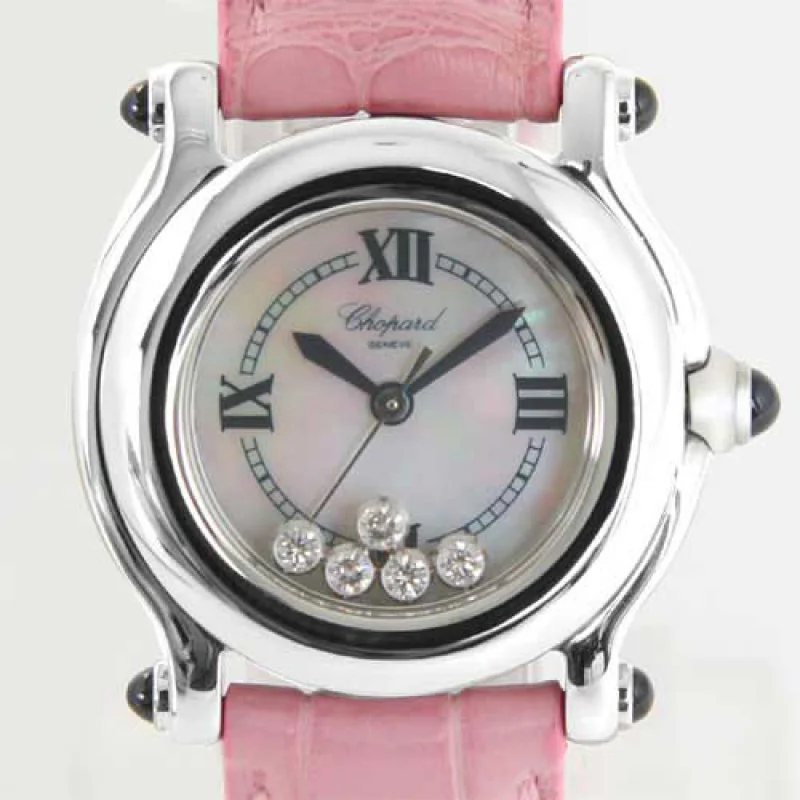 ショパール時計コピーブルーサファイア クロコレザー ピンクシェル レディース 27/824523