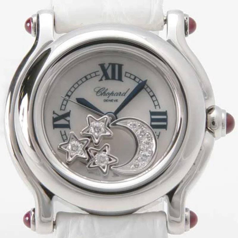 ショパール時計コピーブルーサファイア クロコレザー ピンクシェル レディース 27/824523