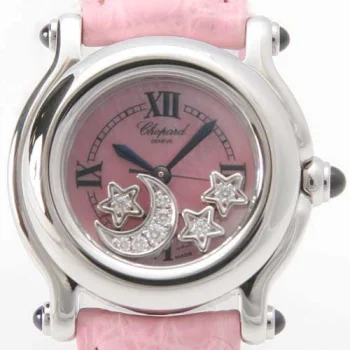 ショパール時計コピーブルーサファイア クロコレザー ピンクシェル レディース 27/824523