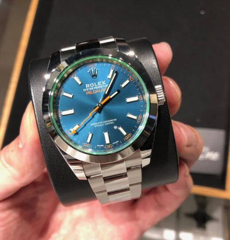 ブルーロレックスミルガウス オイスタースチール116400GV