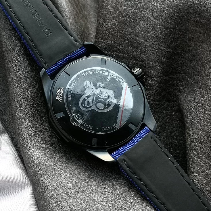 織物ベルト タグ・ホイヤーブランド時計コピー アクアレーサー 43mm DLC コーティング WAY208B.FC6382