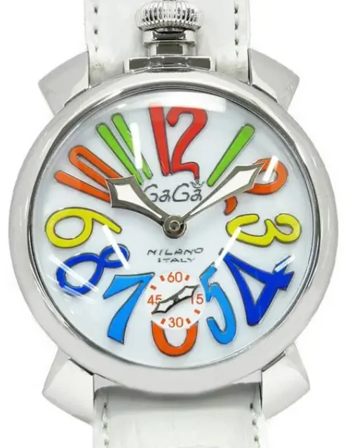 ガガミラノ 腕時計コピーマニュアーレ48mm 手巻き スモールセコンド レザー ホワイト メンズ 5010.06S