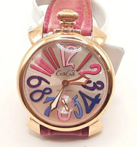 ガガミラノ 腕時計コピーマニュアーレ48mm 手巻き スモールセコンド レザー ブラウン/PGPシルバー メンズ 5011.06S
