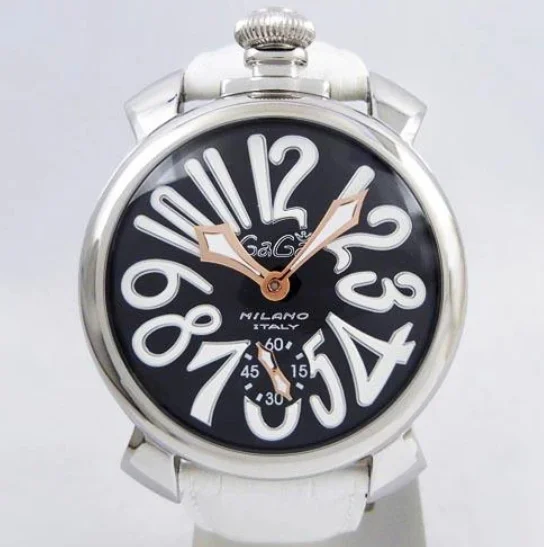 ガガミラノ 腕時計コピーマニュアーレ48mm 手巻き スモールセコンド レザー ブラック メンズ 5012.03S
