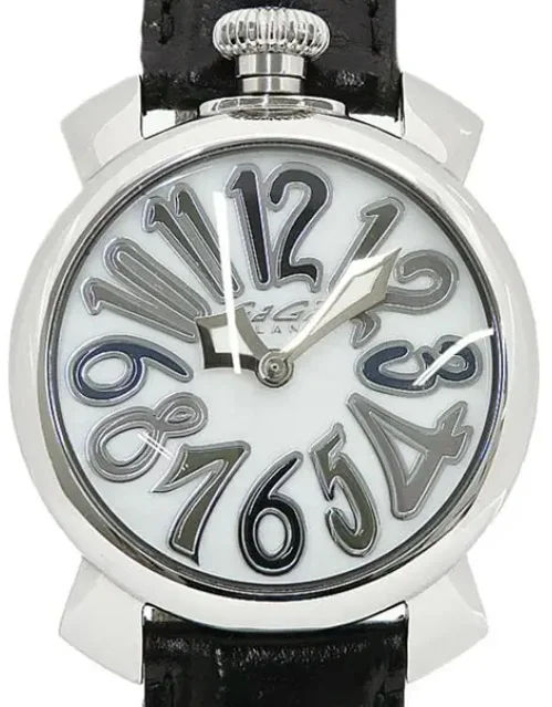 ガガミラノ腕時計コピー マニュアーレ40mm レザー ブルー/ホワイトシェル ボーイズ 5020.3