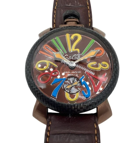 ガガミラノ 腕時計コピーマニュアーレ48mm 手巻き スモールセコンド レザー ダークブルー メンズ 5010.05S