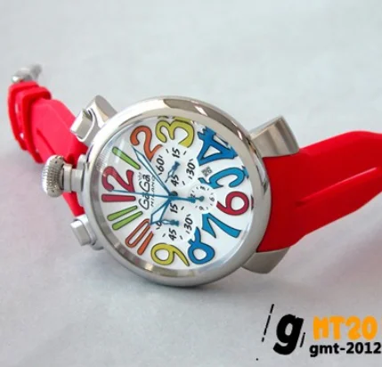 ガガミラノ時計コピークロノ48mm ラバー ブラック/シルバー メンズ 6050.7