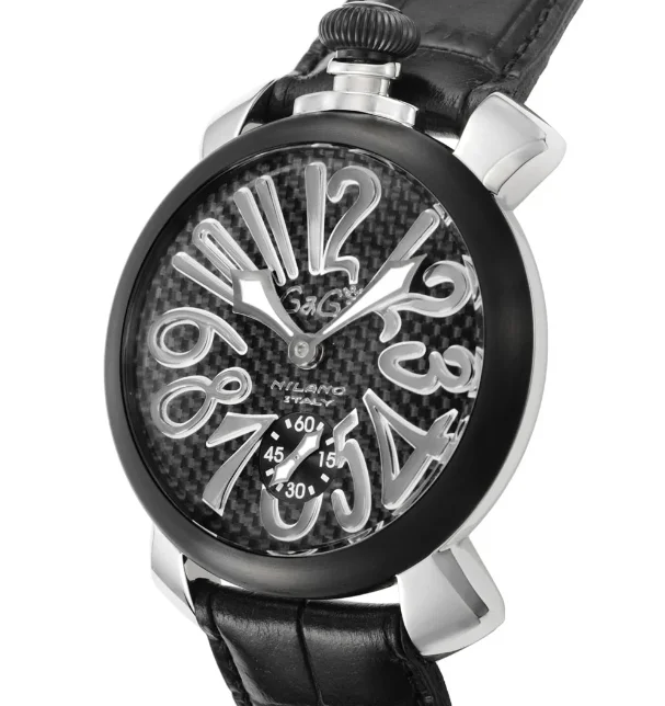 ガガミラノ 腕時計コピーマニュアーレ48mm 手巻き スモールセコンド レザー ブラック メンズ 5015S
