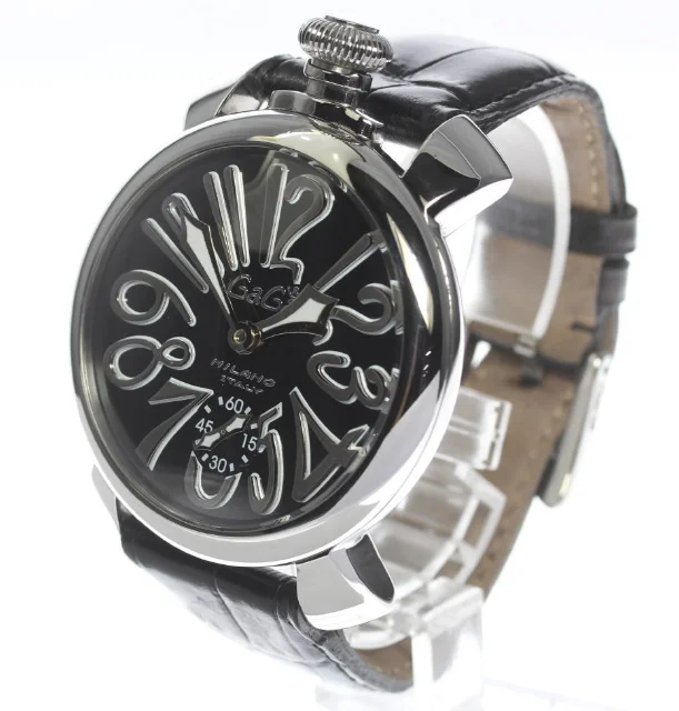 ガガミラノ 腕時計コピーマニュアーレ48mm 手巻き スモールセコンド レザー ダークブルー メンズ 5010.05S
