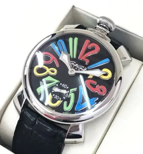 ガガミラノ 腕時計コピーマニュアーレ48mm 手巻き スモールセコンド レザー ブラック メンズ 5015S