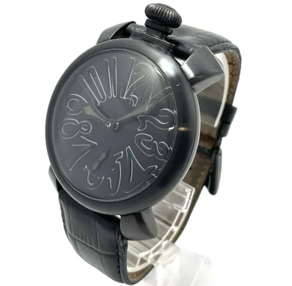 ガガミラノ 腕時計コピーマニュアーレ48mm 手巻き スモールセコンド レザー ブラウン/PGPシルバー メンズ 5011.06S