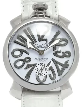 ガガミラノコピー腕時計 マニュアーレ48mm 手巻き スモールセコンド レザー ホワイト メンズ 5010.10