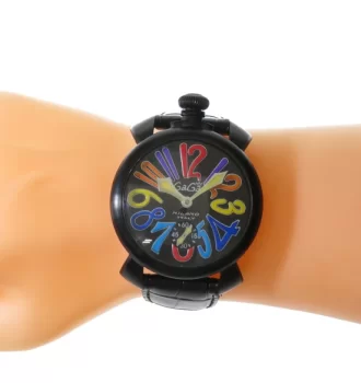 ガガミラノ 腕時計コピーマニュアーレ48mm 手巻き スモールセコンド レザー ブラック メンズ 5012.03S