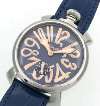 ガガミラノ 腕時計コピーマニュアーレ48mm 手巻き スモールセコンド レザー ダークブルー メンズ 5010.05S