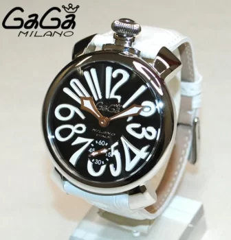 ガガミラノ 腕時計コピーマニュアーレ48mm 手巻き スモールセコンド レザー ホワイト メンズ 5010.06S