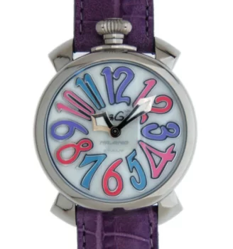 ガガミラノ コピー腕時計マニュアーレ40mm レザー ライトパープル/ホワイトシェル ボーイズ 5020.7