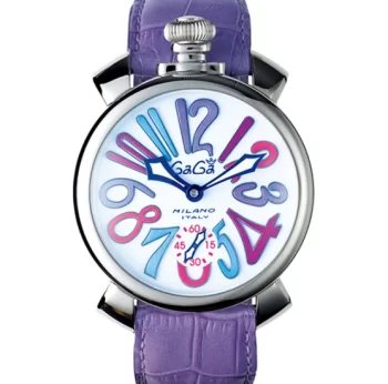 ガガミラノ 腕時計コピーマニュアーレ48mm 手巻き スモールセコンド レザー ライトパープル/ホワイト メンズ 5010.09S