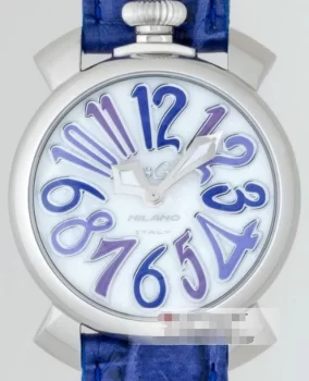 ガガミラノ腕時計コピー マニュアーレ40mm レザー ブルー/ホワイトシェル ボーイズ 5020.3
