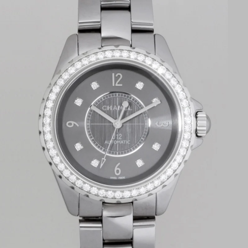 シャネル CHANEL時計 J12　クロマティック 38mm　12Pダイヤ　チタンセラミック グレー H32 スーパーコピー